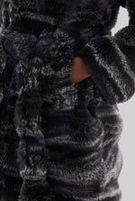Faux Chinchilla Belted Coat