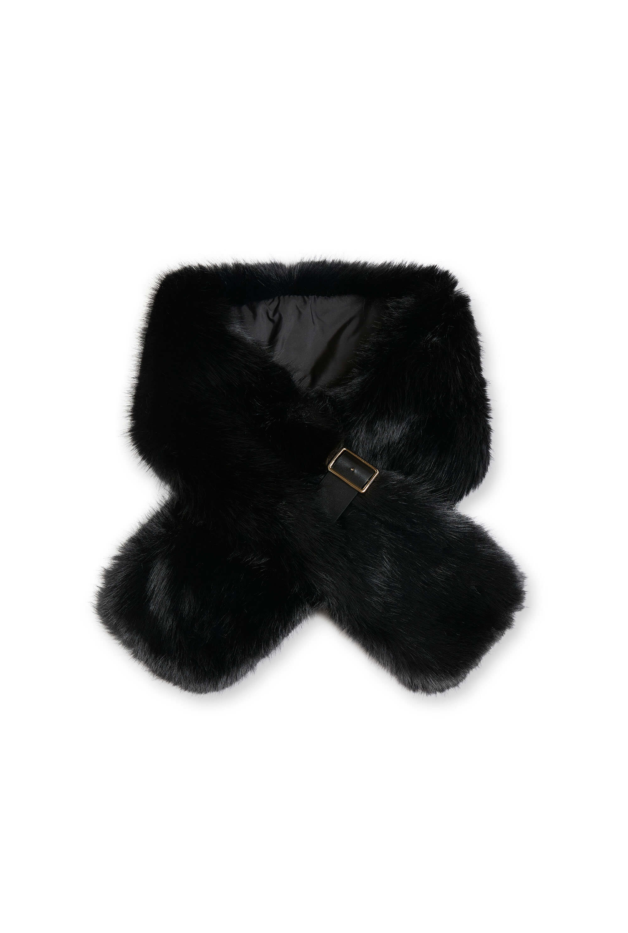 Black faux fur collar discount