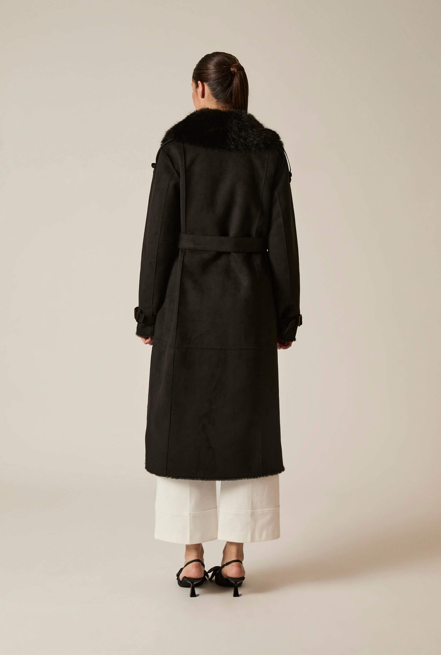 Faux Fur Suede Black Coat