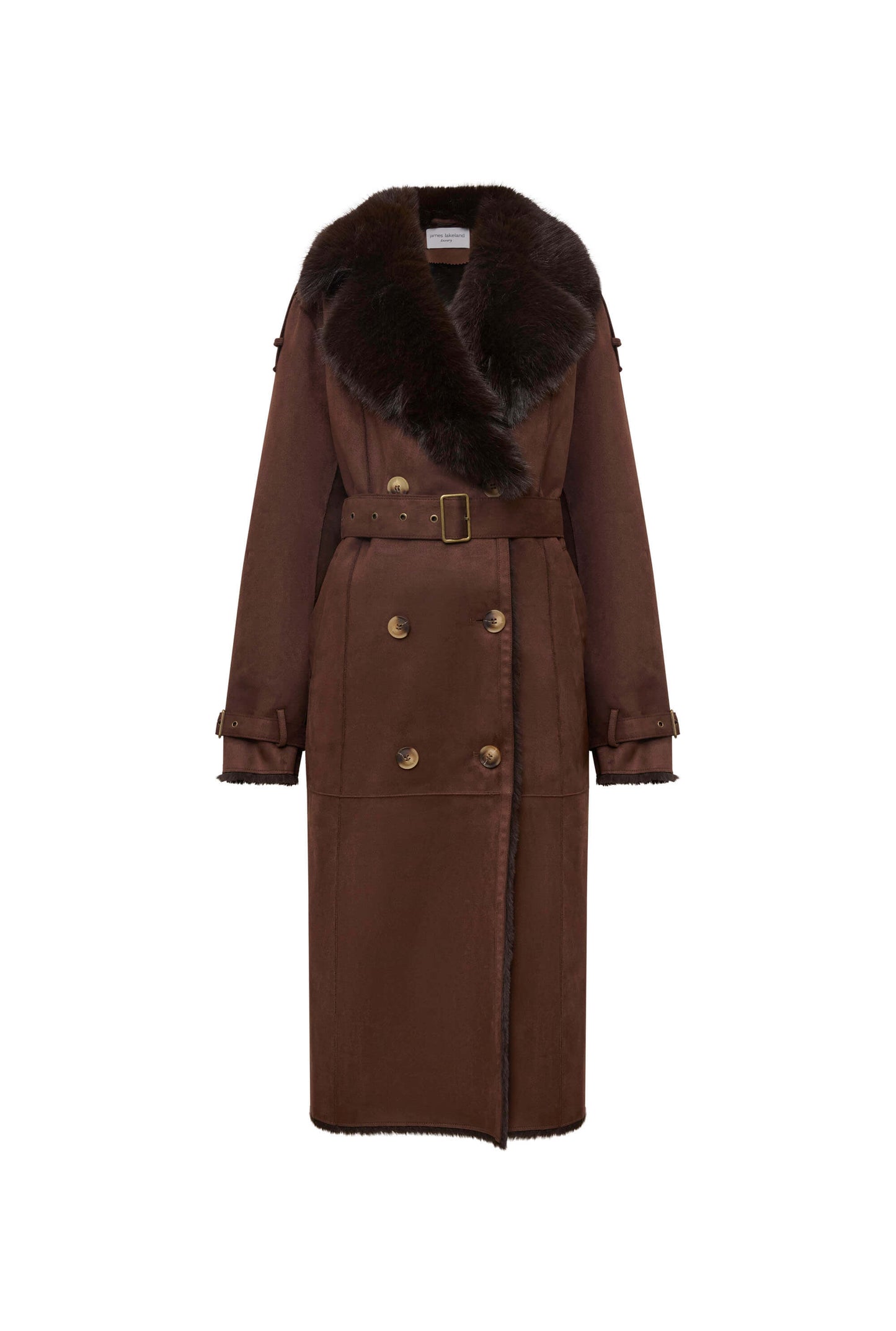 Faux Fur Suede Brown Coat