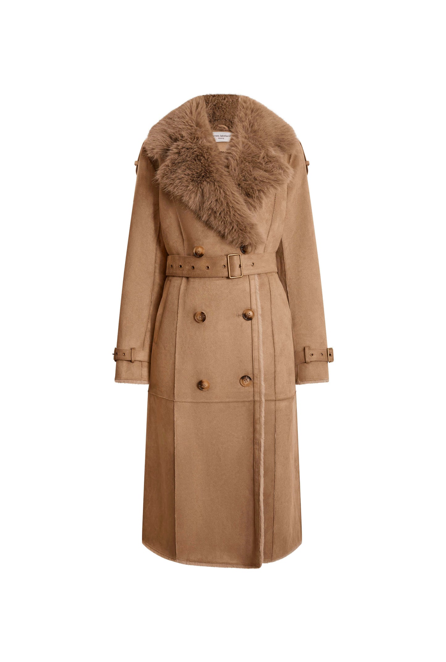 Faux Fur Suede Taupe Coat