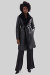 Faux Fur Wrap Reversible Coat Black