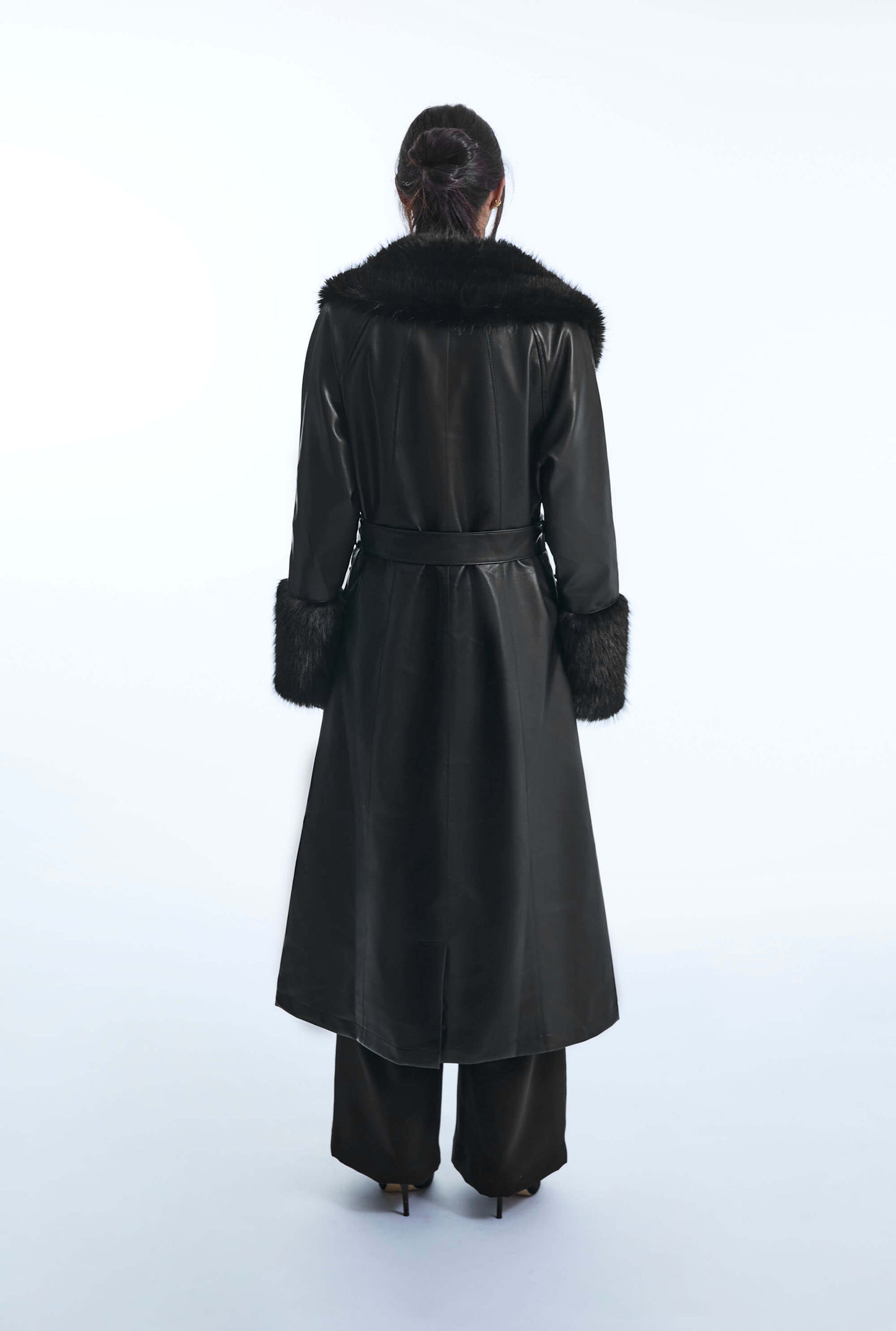 Faux Leather Black Coat