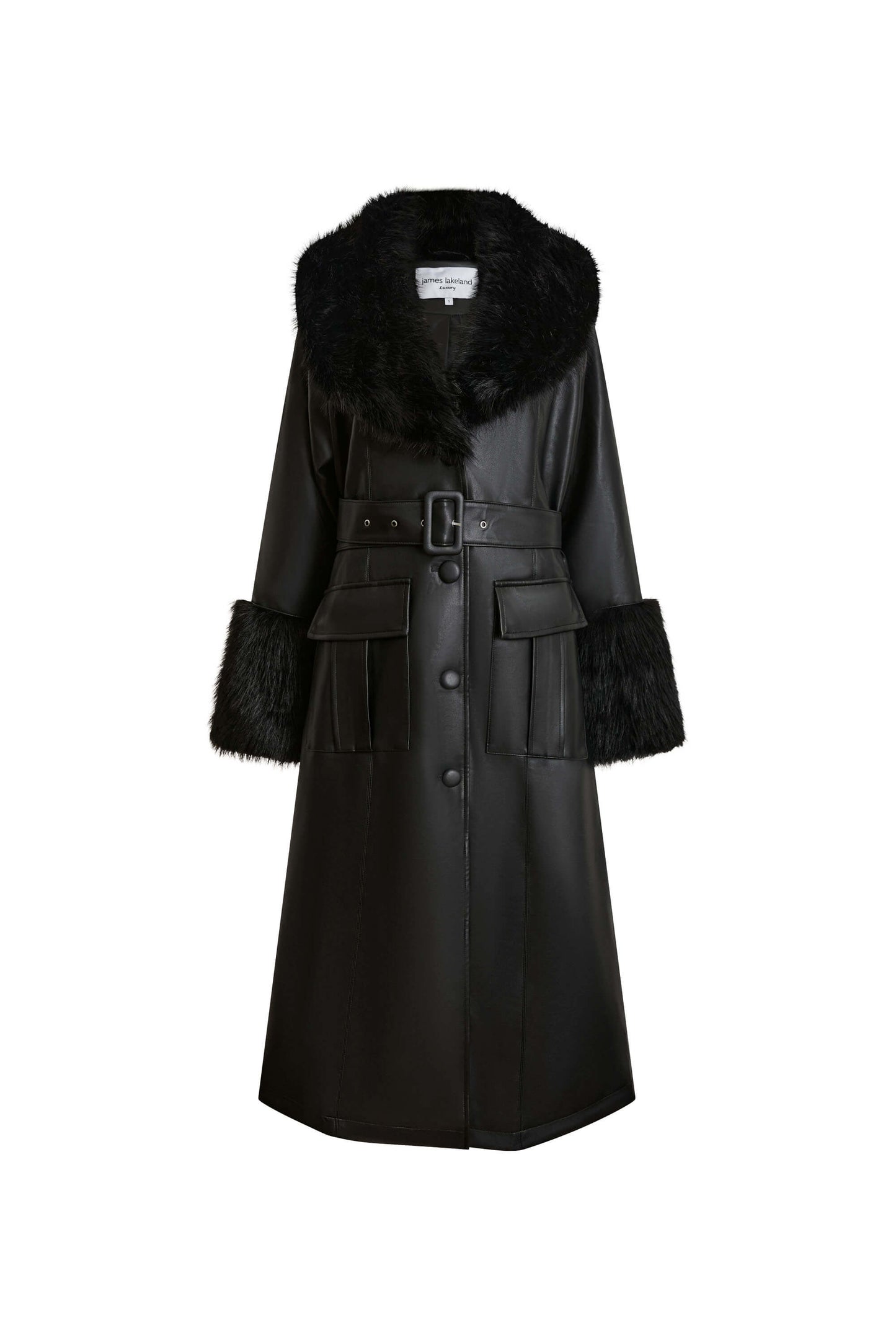 Faux Leather Black Coat