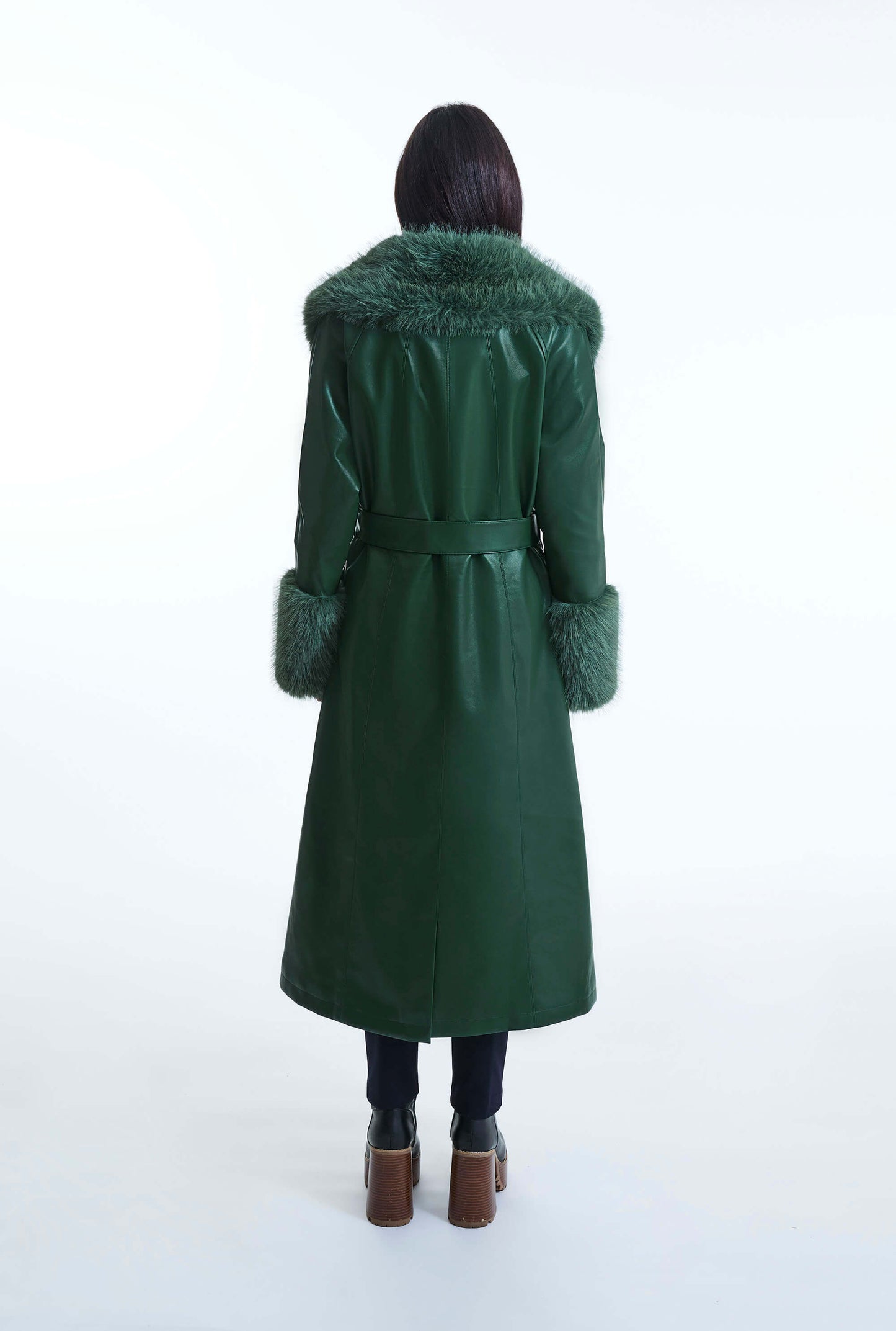 Faux Leather Green Coat