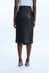 Faux Leather Side Ruched Skirt Black