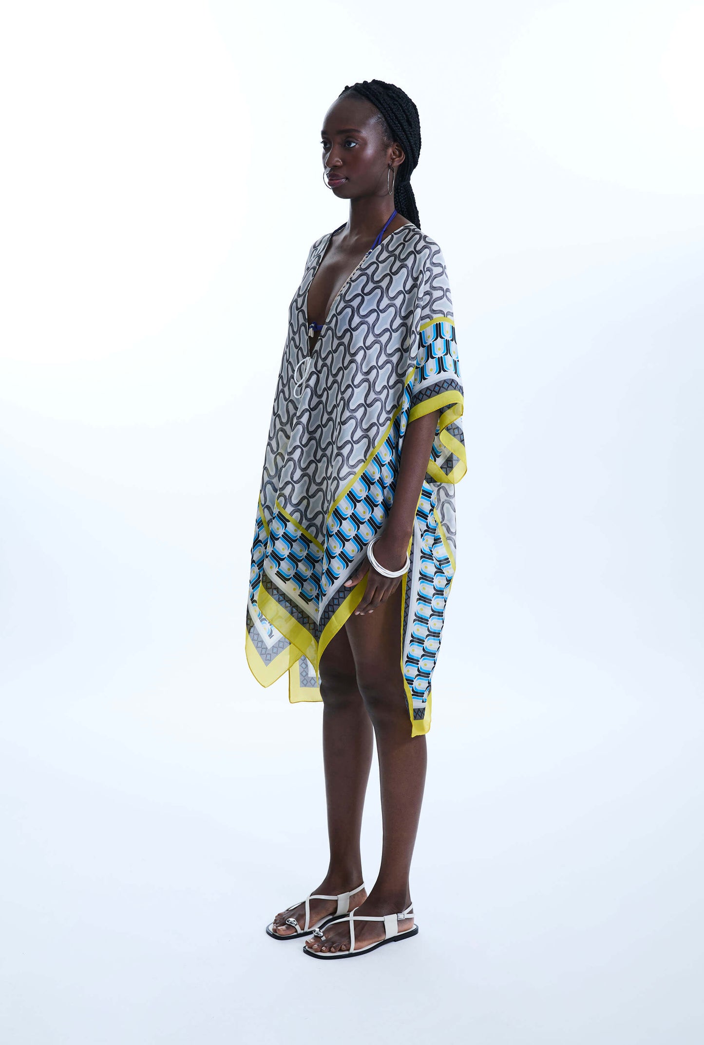 Geometric Print Kaftan Yellow