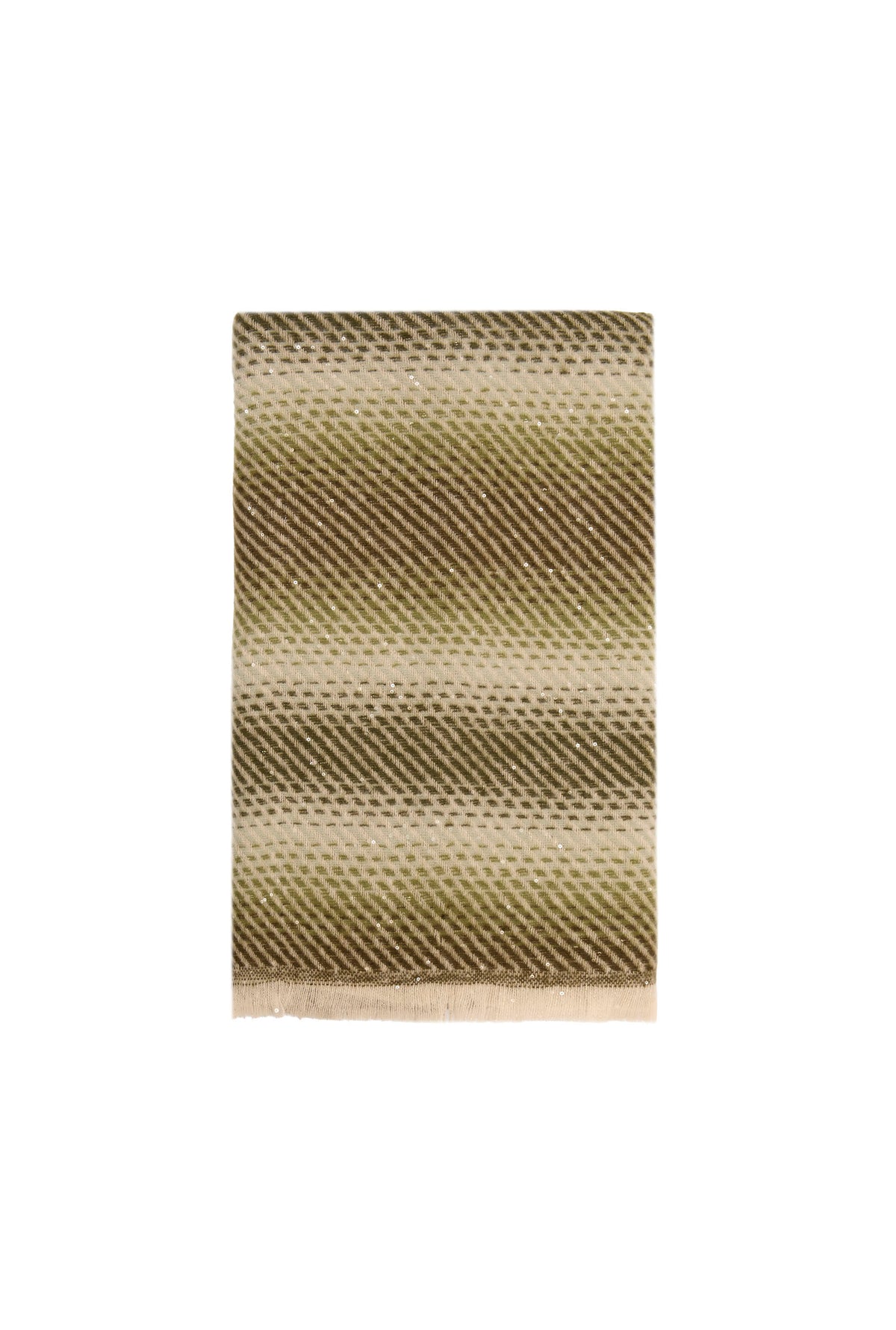 Green & Cream Sequin Pattern Scarf