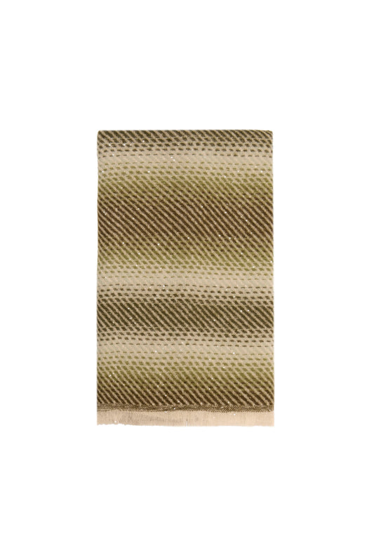 Green & Cream Sequin Pattern Scarf