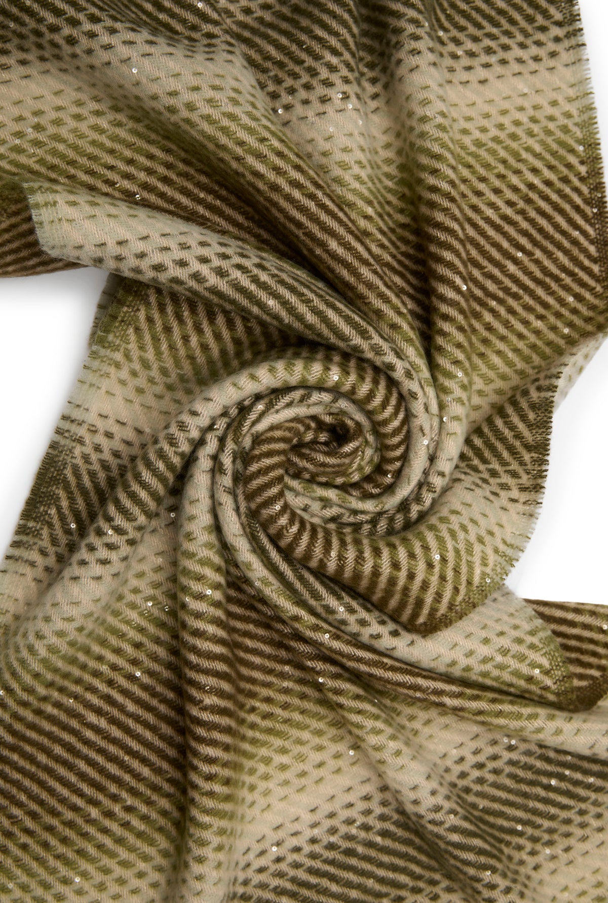 Green & Cream Sequin Pattern Scarf