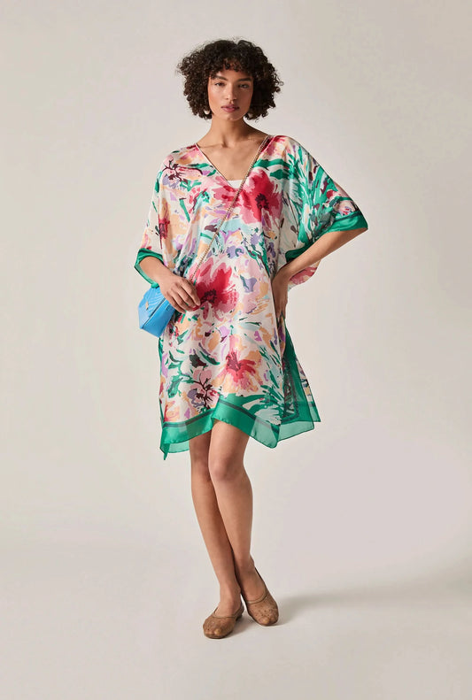 Green Floral Mosaic Kaftan