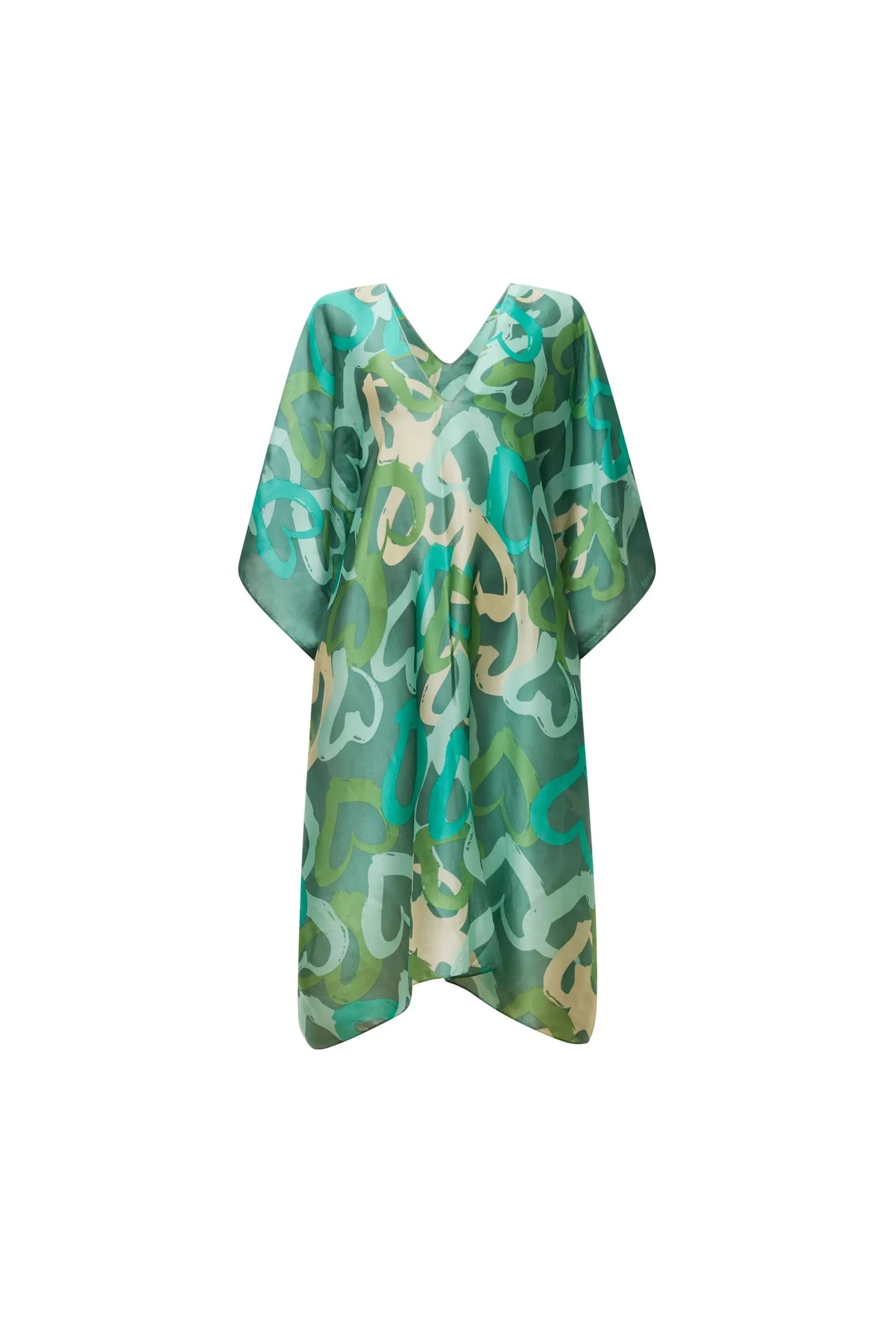 Green Heart Print Kaftan