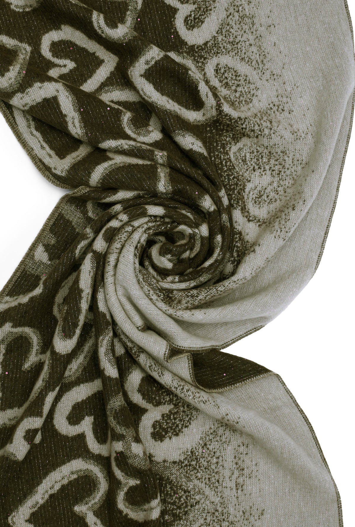 Green Heart Print Scarf