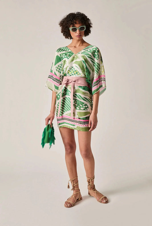 Green Petal Mosaic Kaftan