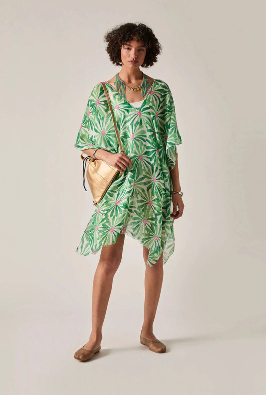 Green Retro Floral Kaftan