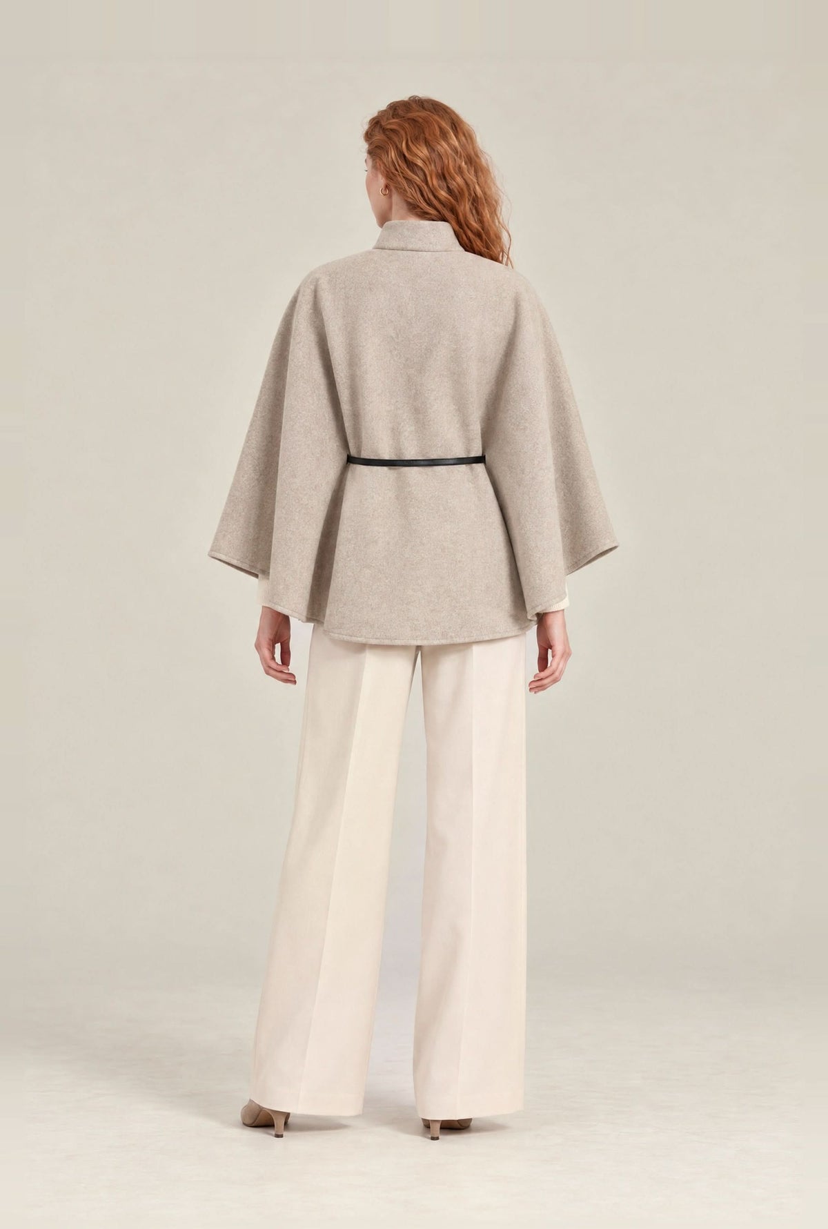 Grey Belted Wrap Cape