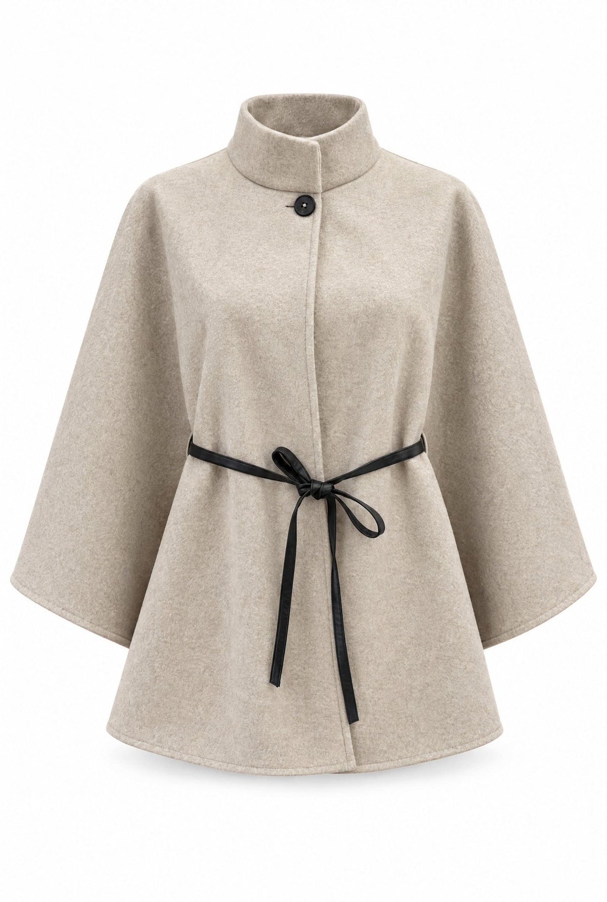 Grey Belted Wrap Cape
