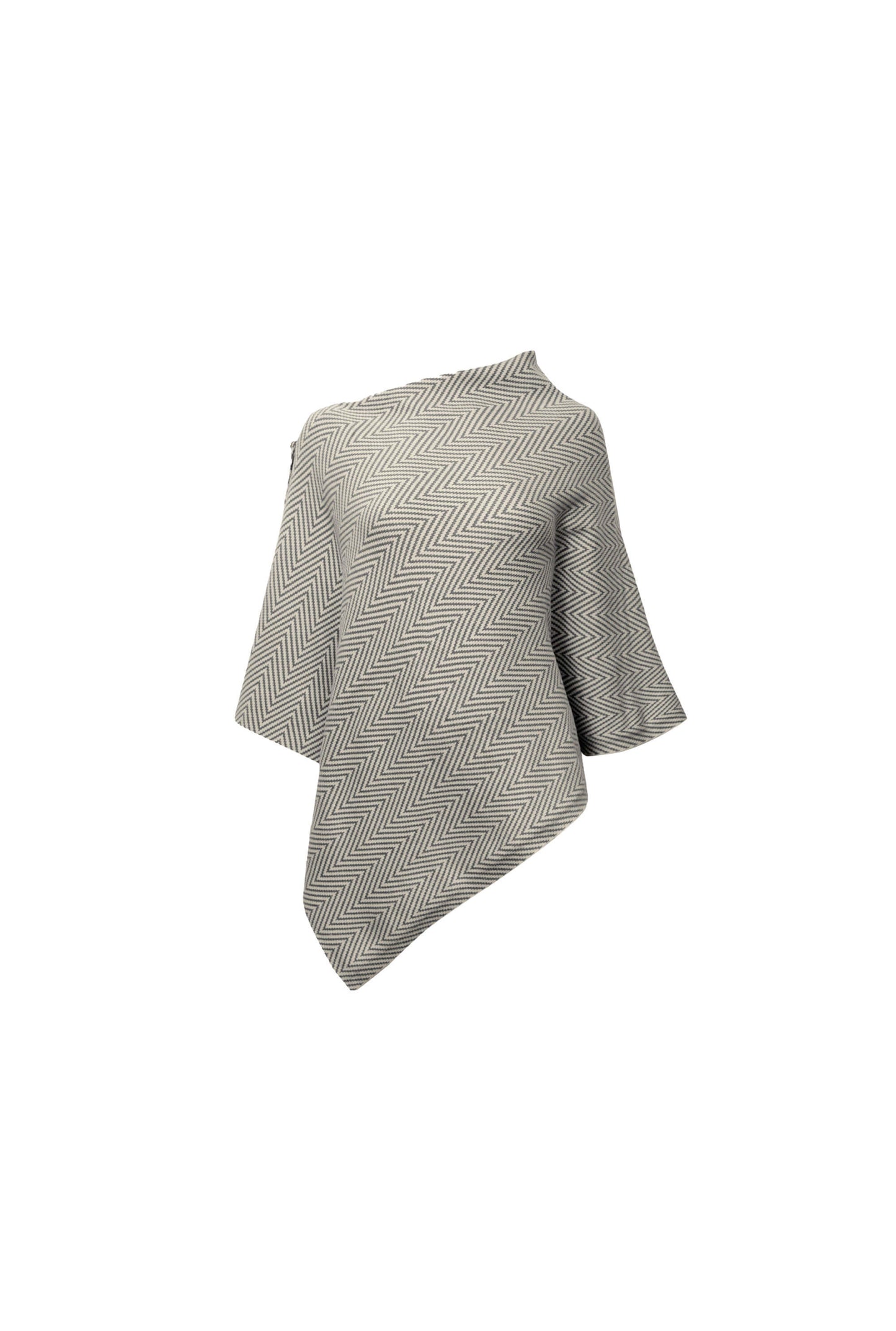 Grey Chevron Button Poncho