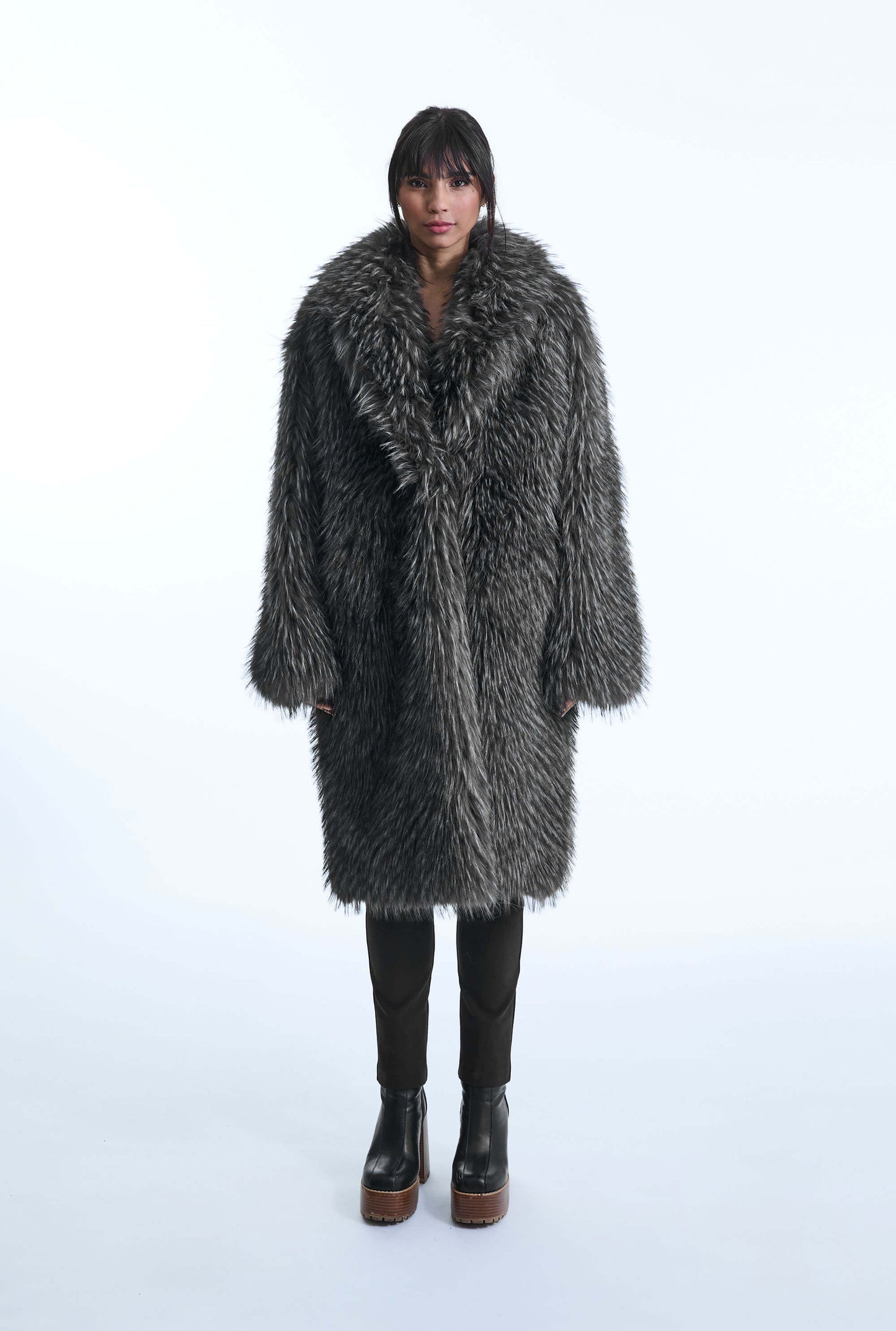 Grey Faux Fur Coat