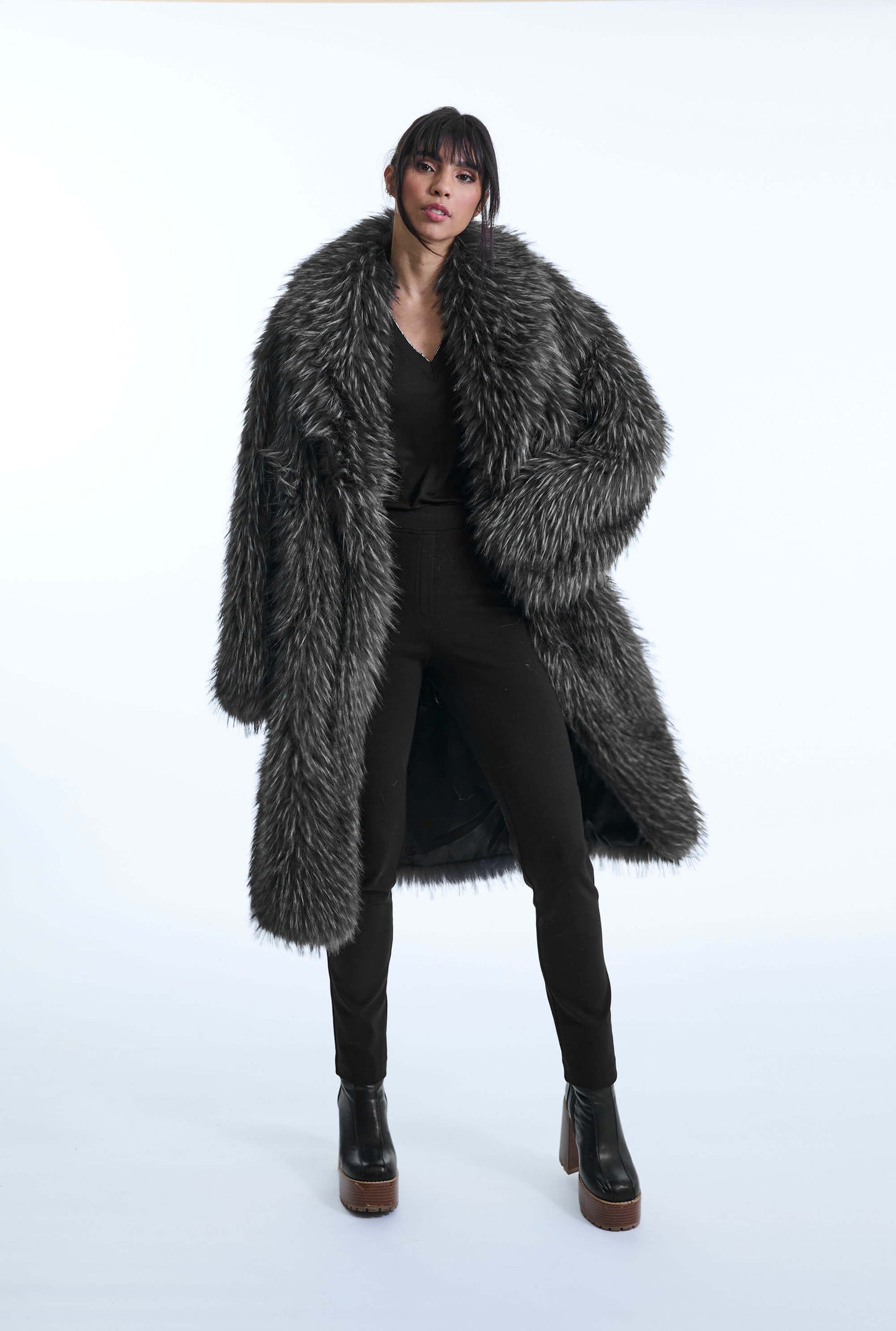 Grey Faux Fur Coat