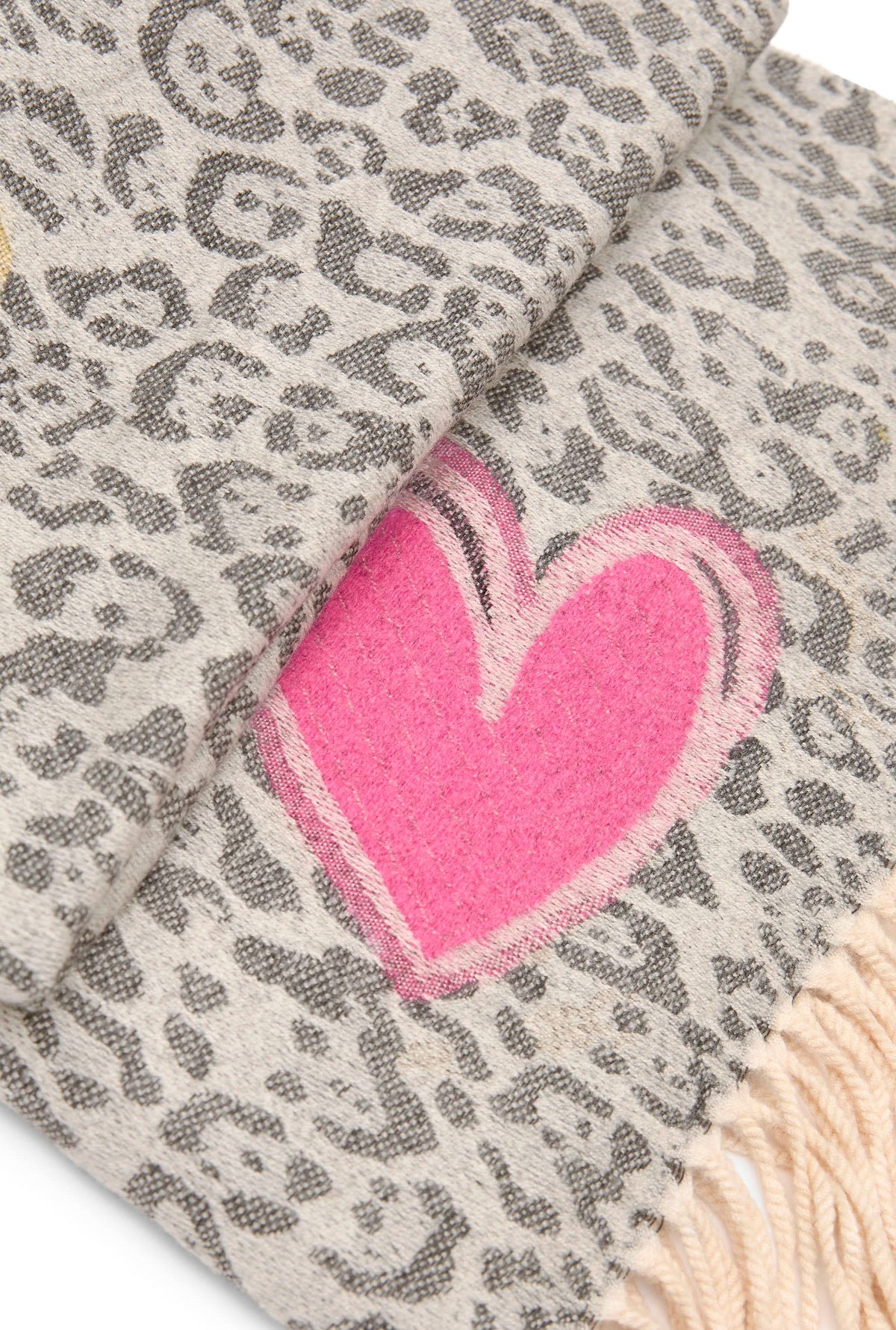 Grey Leopard Print Heart Scarf