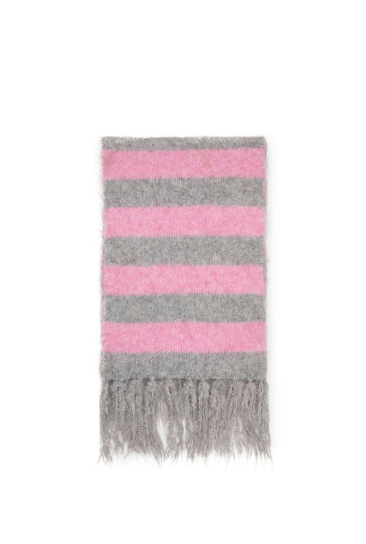 Grey & Pink Stripe Blanket Scarf