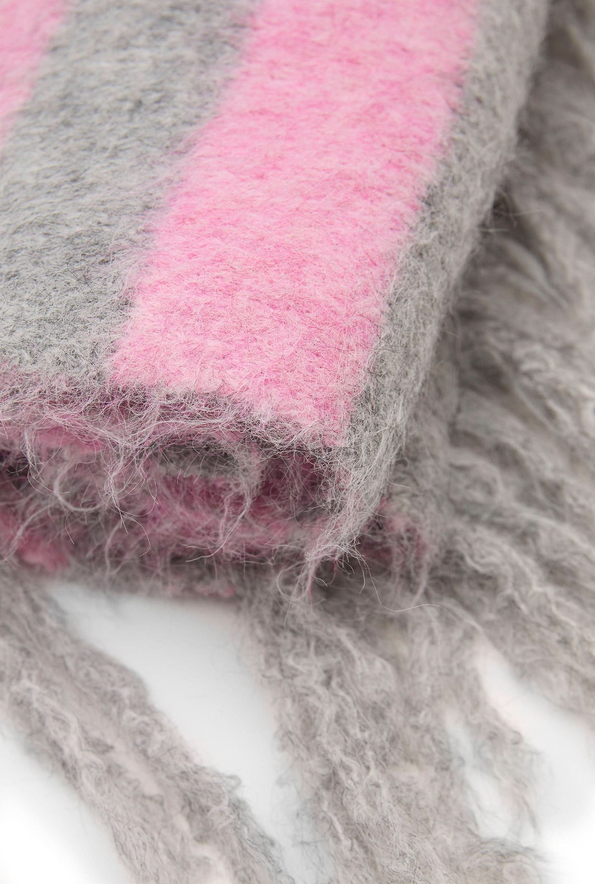 Grey & Pink Stripe Blanket Scarf