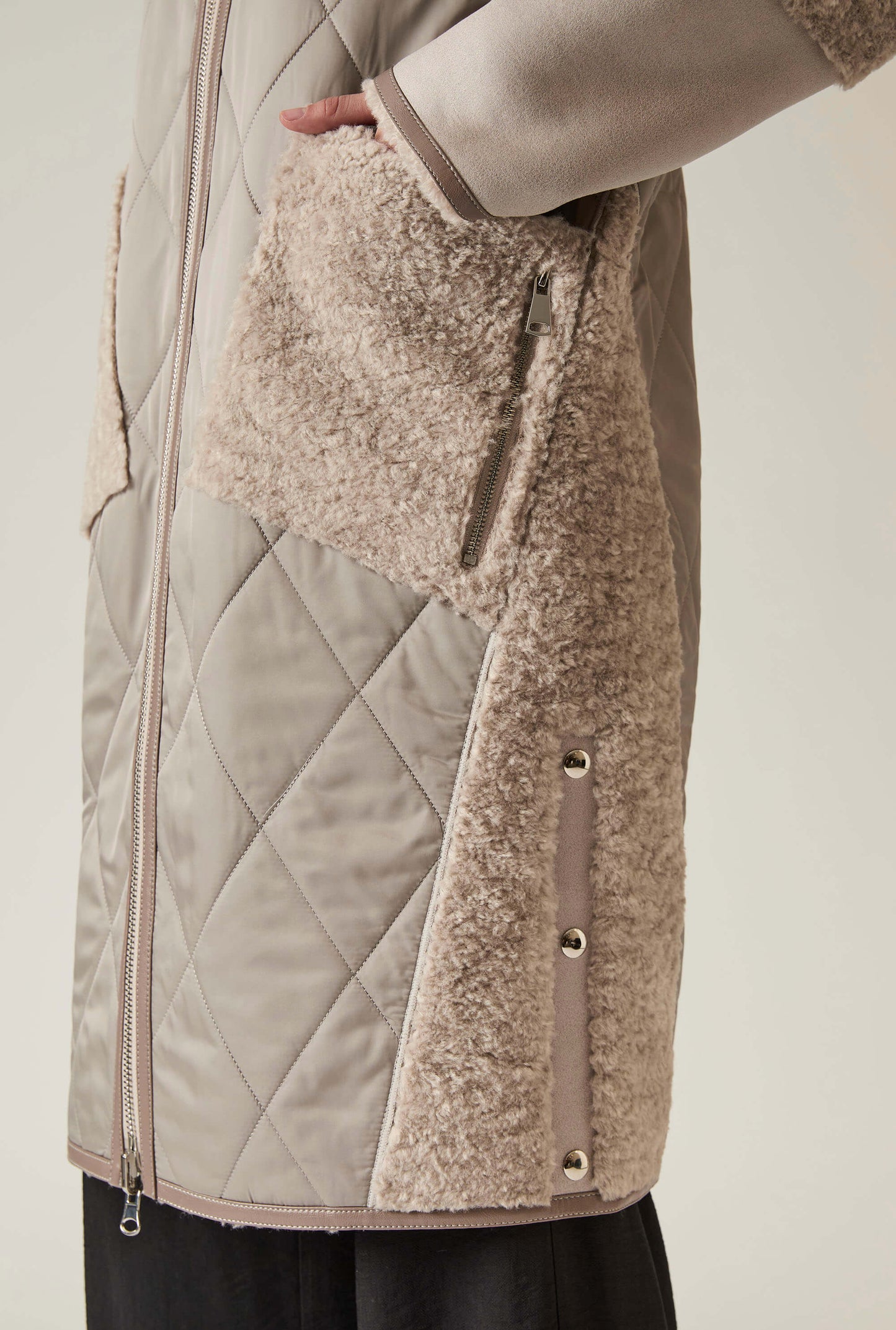Grey Reversible Faux Fur Hooded Coat