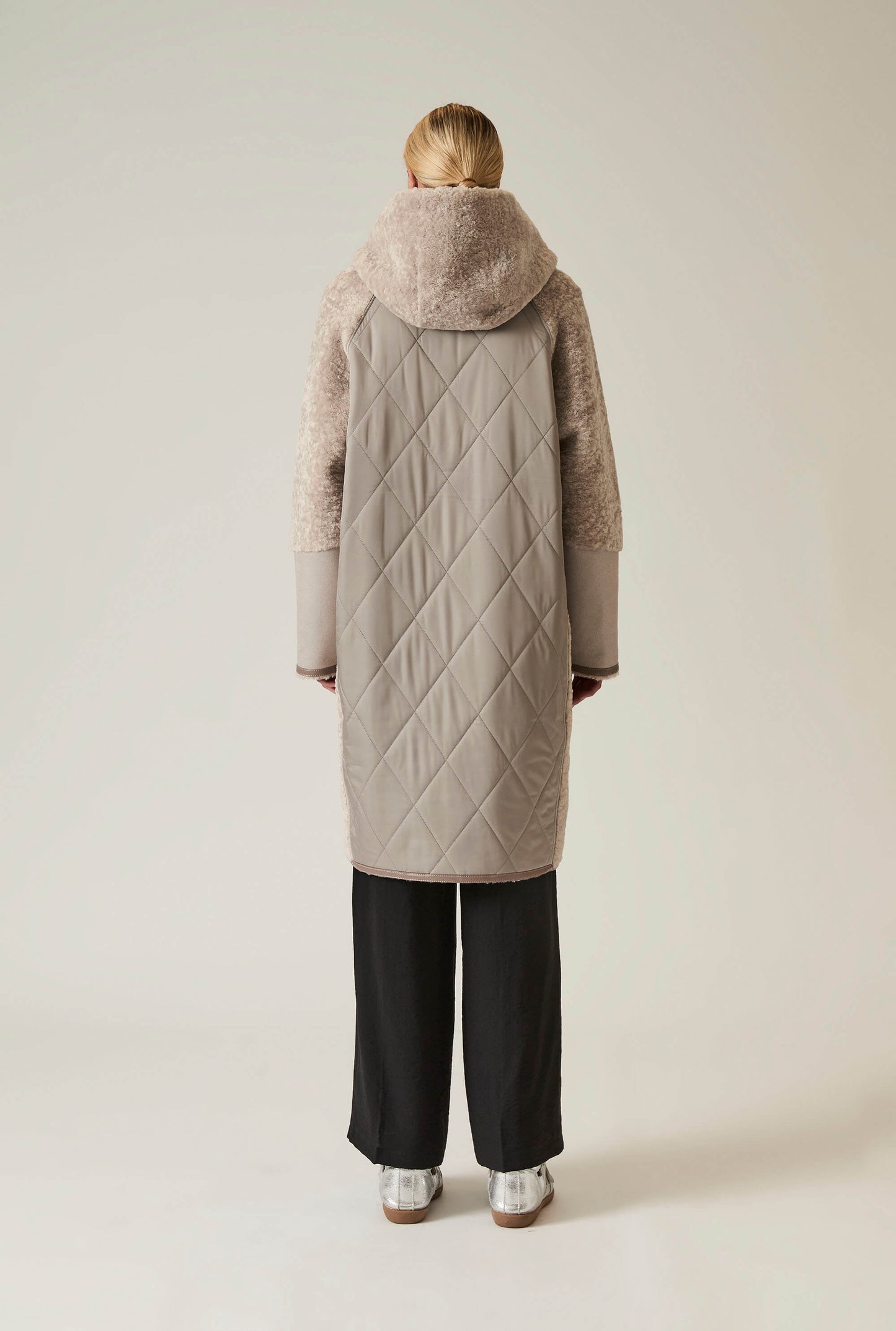 Grey Reversible Faux Fur Hooded Coat