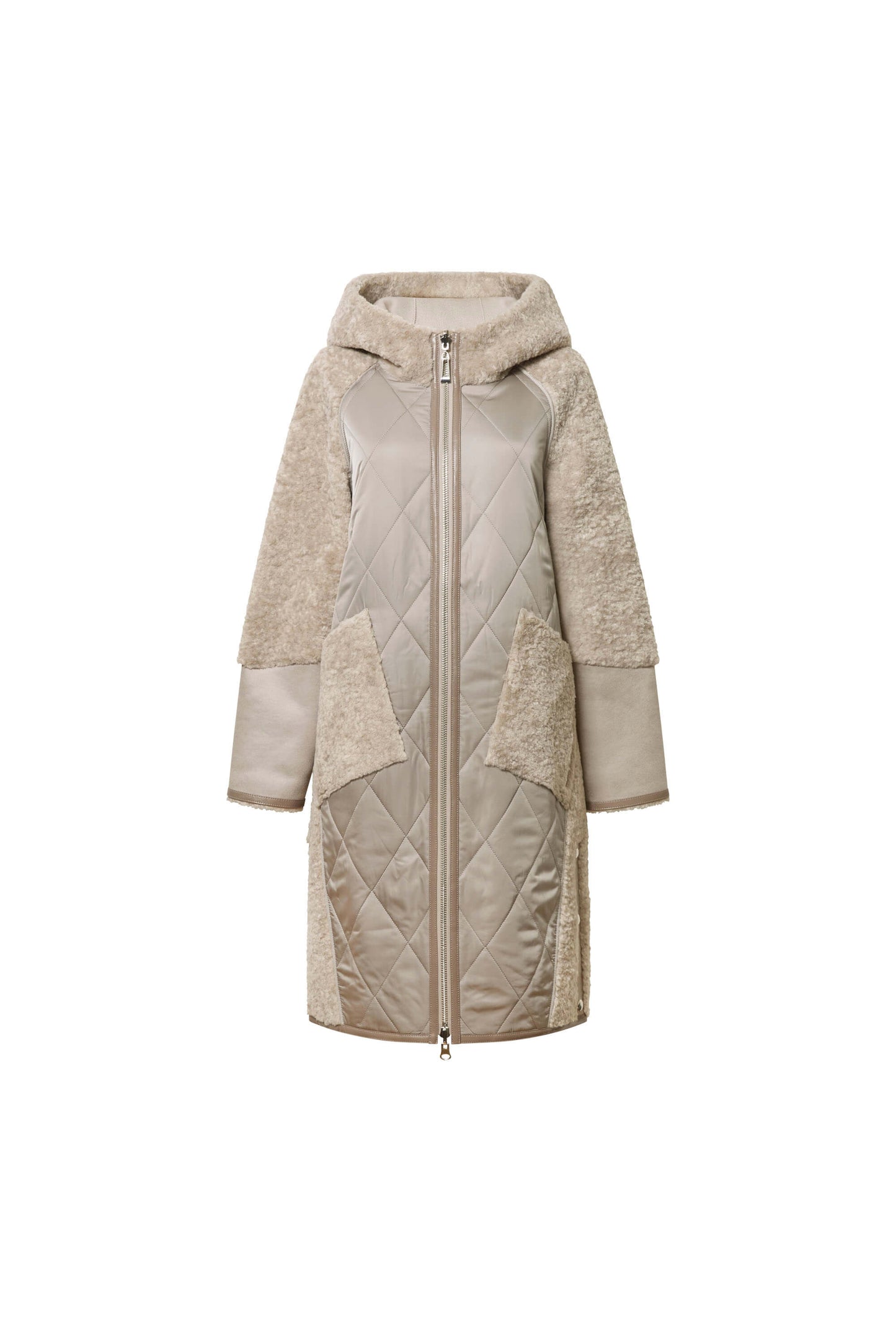 Grey Reversible Faux Fur Hooded Coat