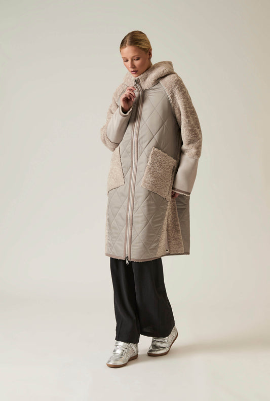 Grey Reversible Faux Fur Hooded Coat