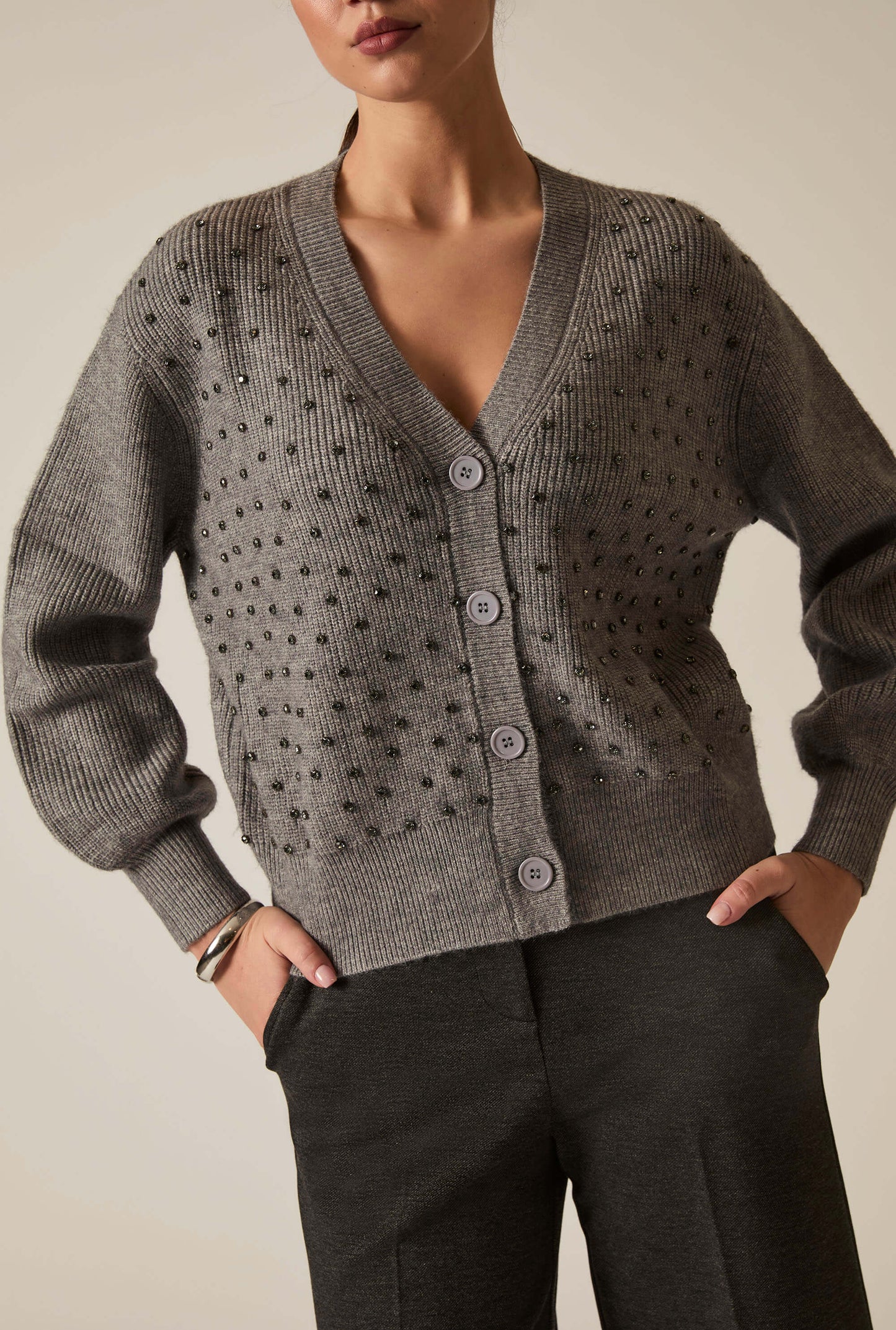 Grey Stud Cardi
