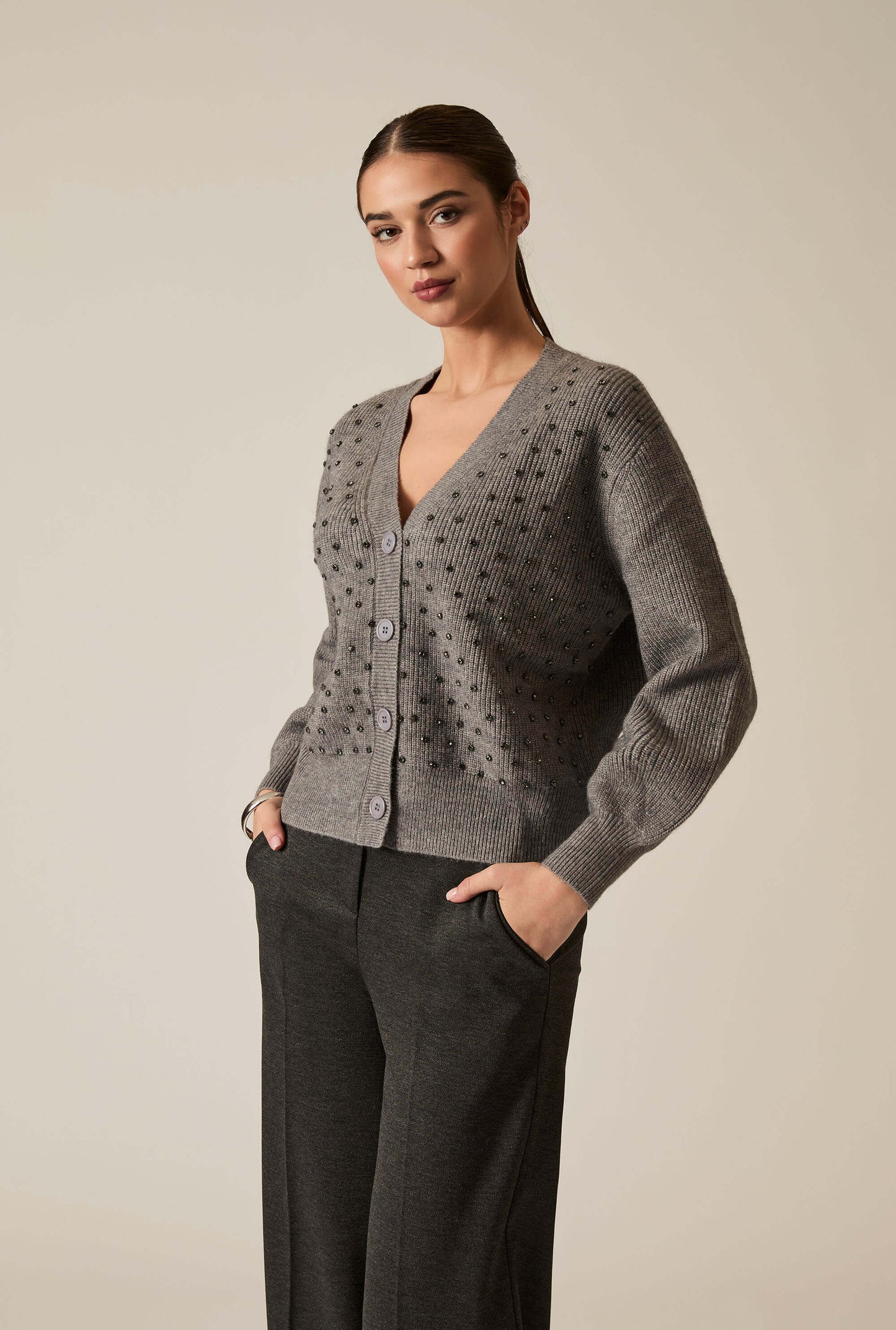 Grey Stud Cardi