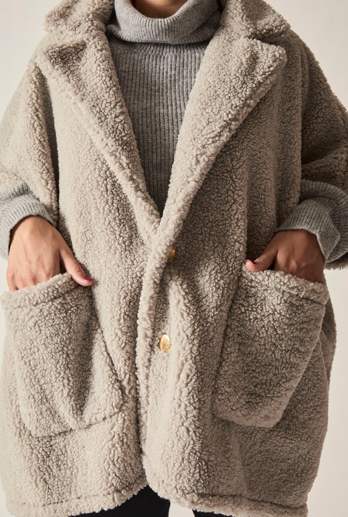 Grey Teddy Button Cape