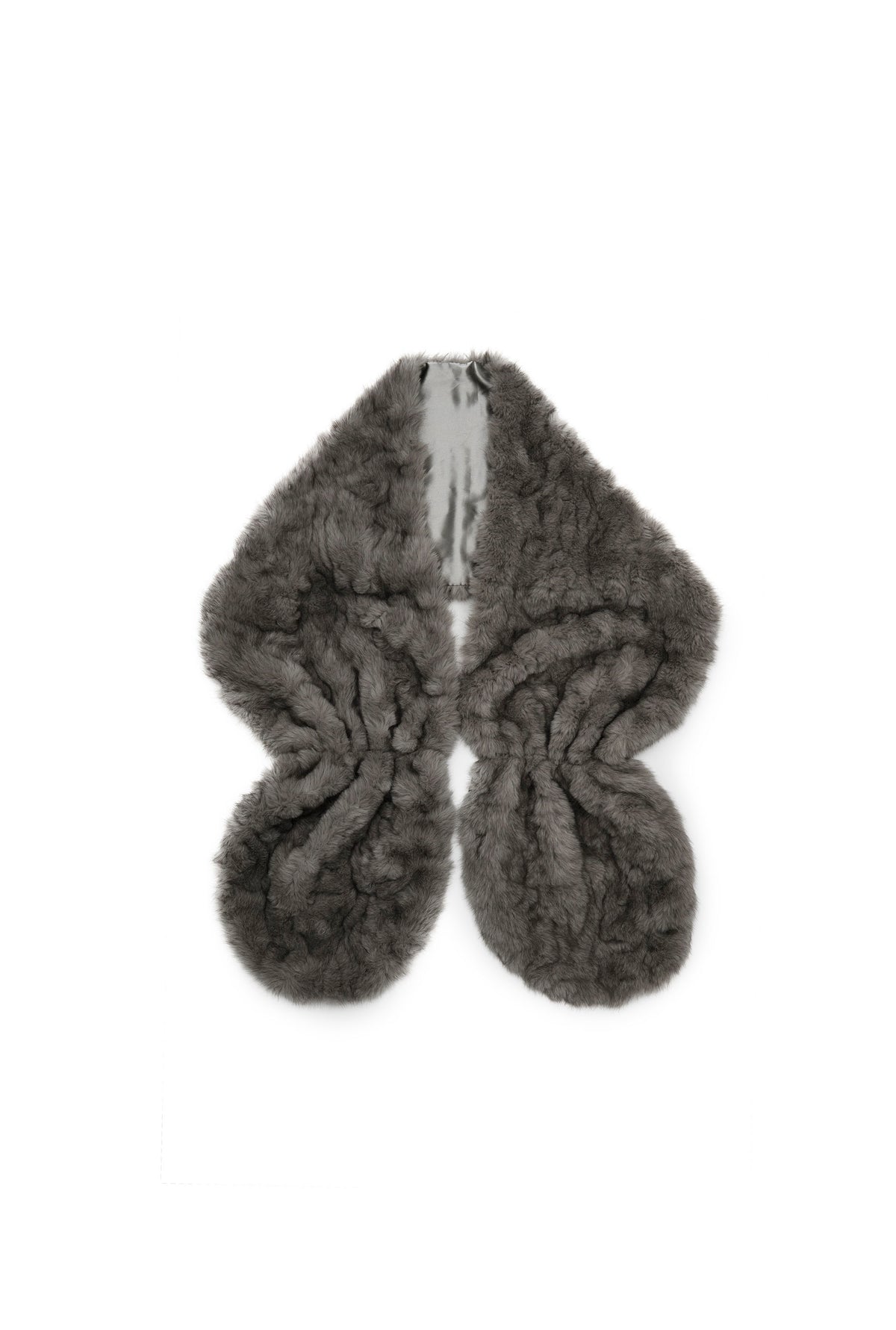 Grey Textured Faux Fur Collar