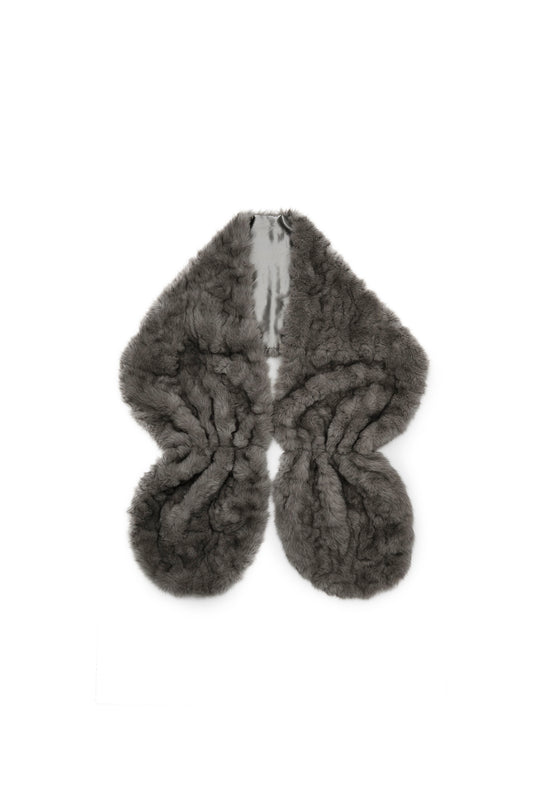Grey Textured Faux Fur Collar