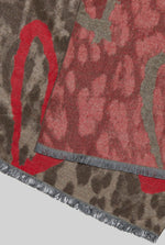 Heart Detail Leopard Print Scarf Brown