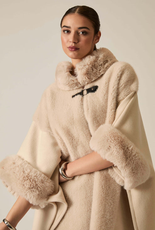 Ivory Faux Fur Cape