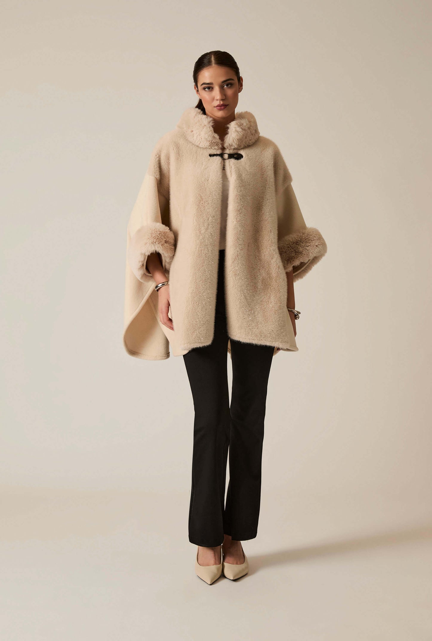 Ivory Faux Fur Cape