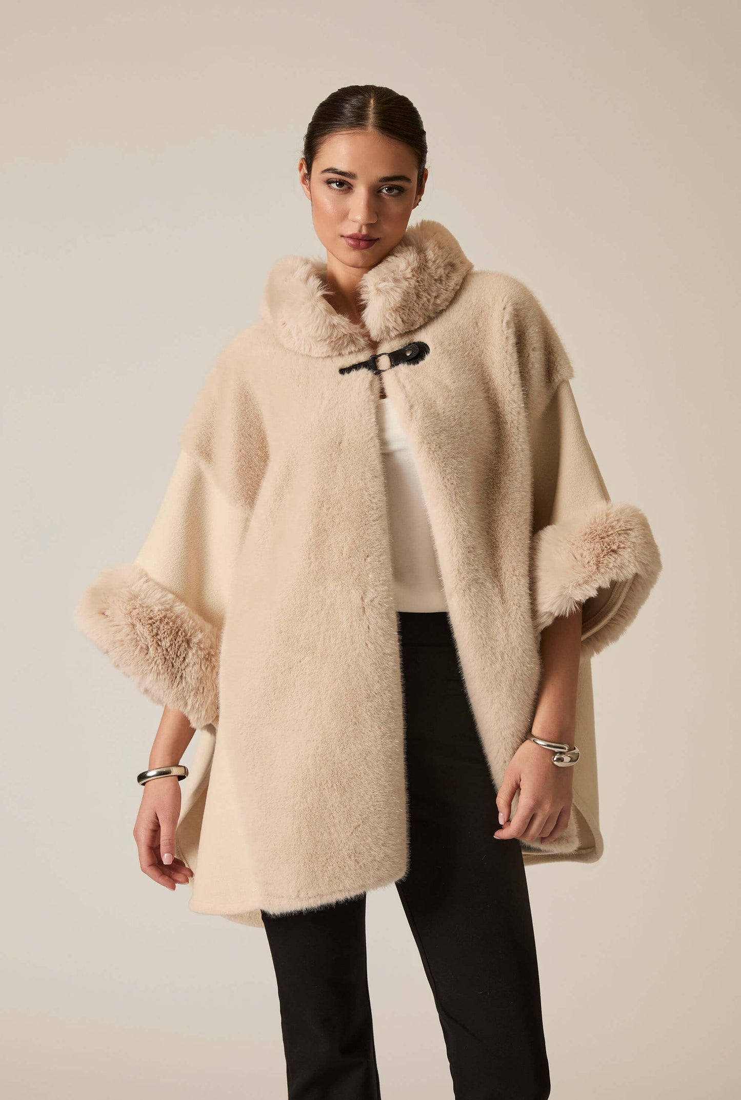 Ivory Faux Fur Cape