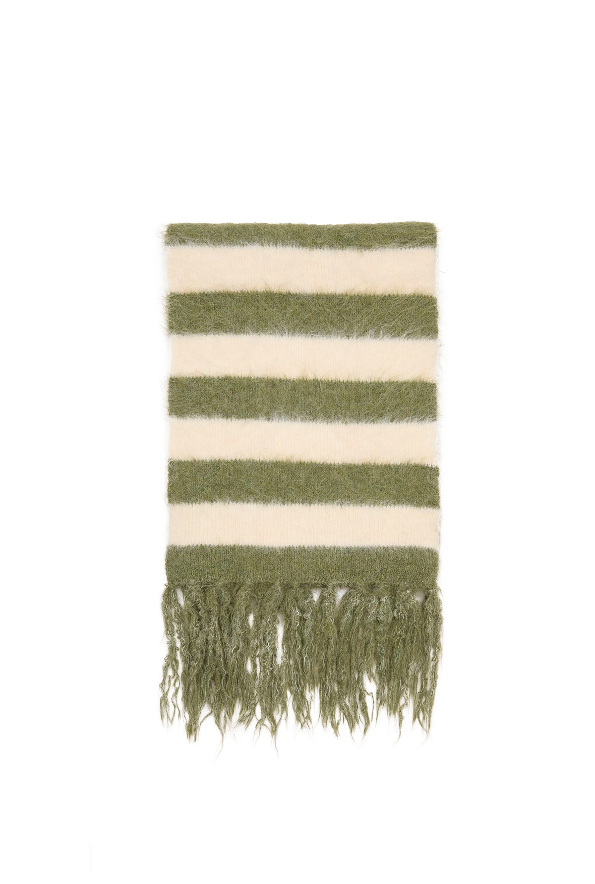 Ivory & Green Stripe Blanket Scarf