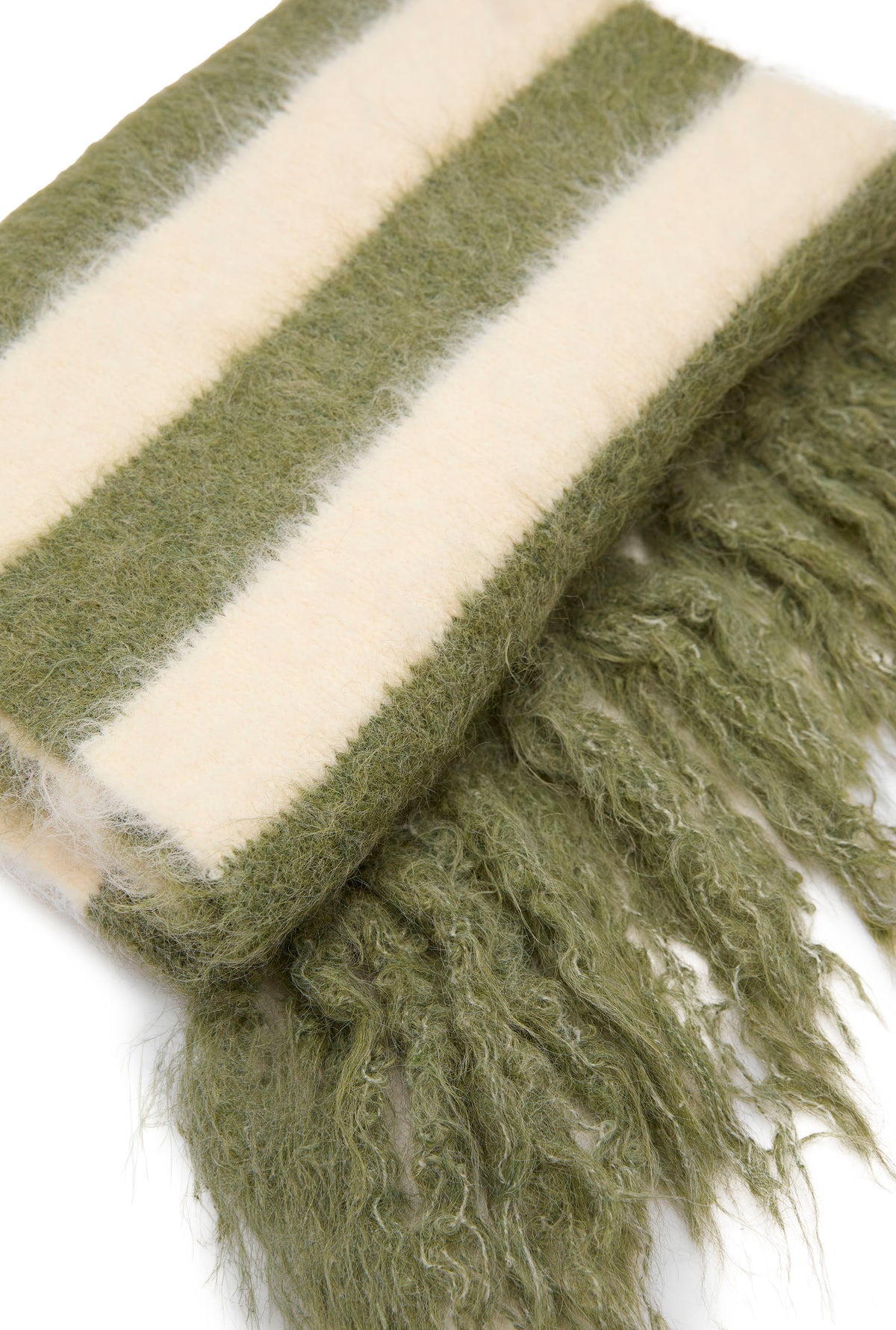 Ivory & Green Stripe Blanket Scarf