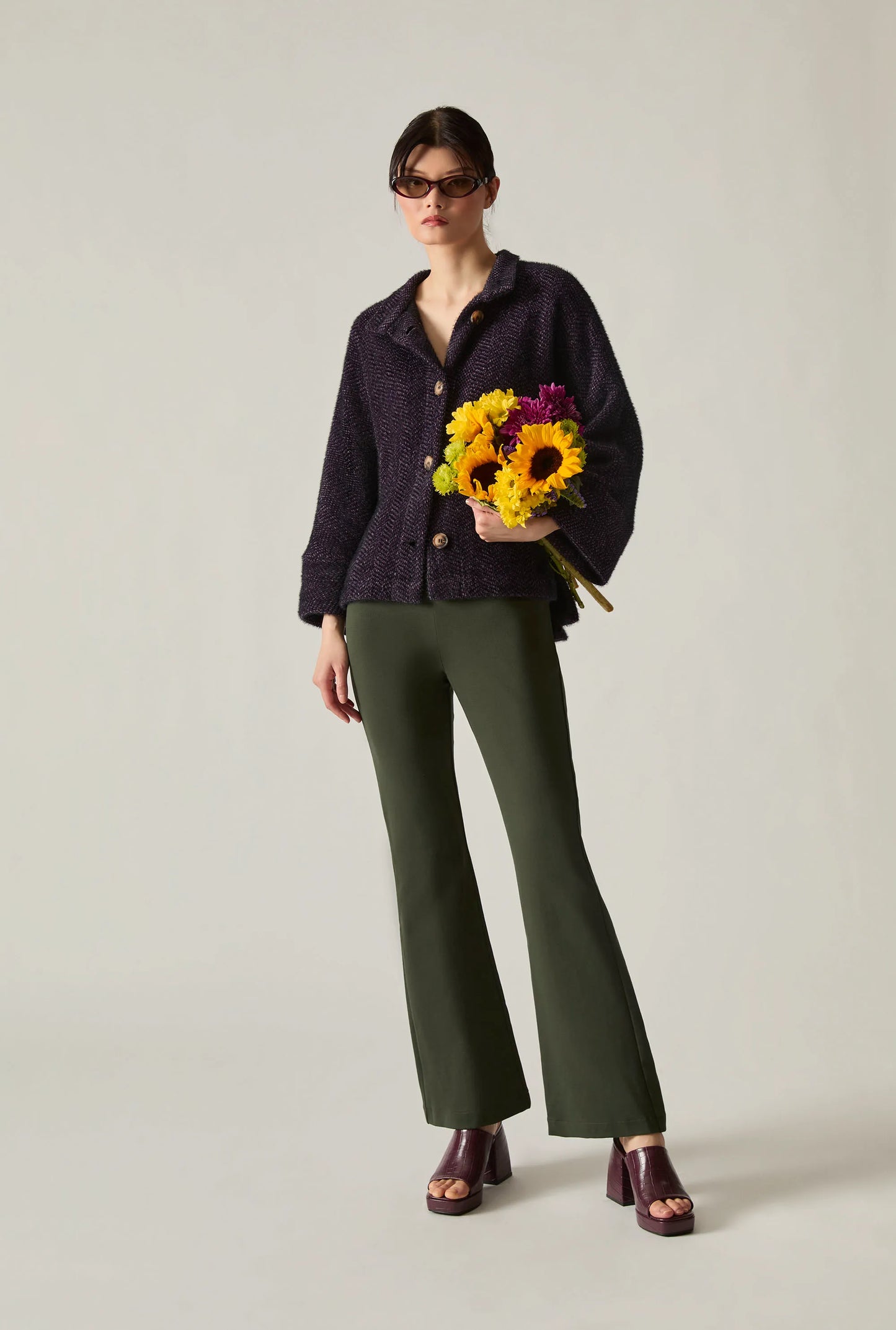 Khaki Bootleg Trousers