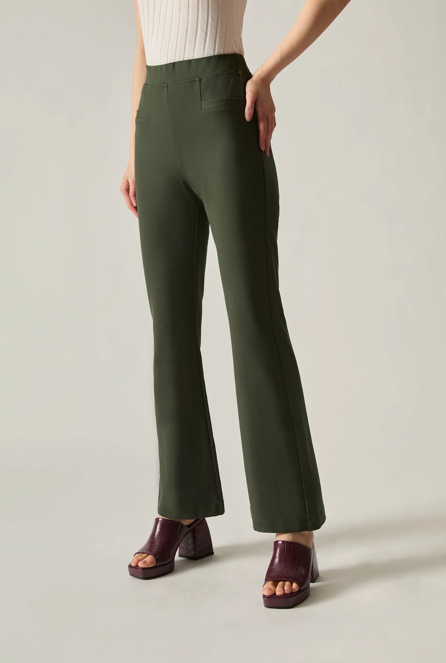 Khaki Bootleg Trousers