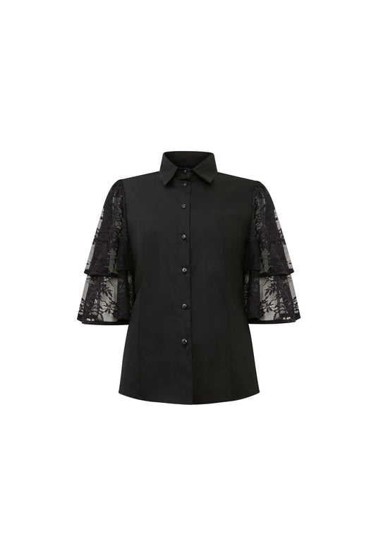 Lace Frill Short Sleeve Shirt