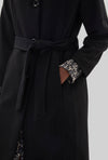 Large Collar Belted Coat Black