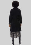 Large Collar Belted Coat Black