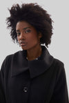 Large Collar Belted Coat Black