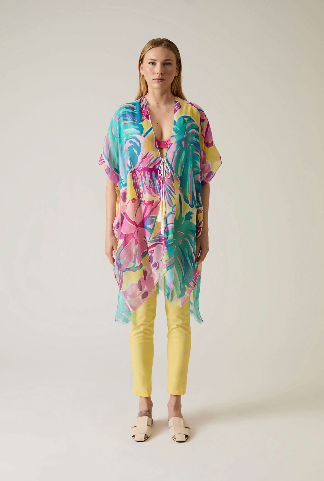 Yellow leaf kaftan