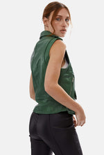 Leather Gilet Green
